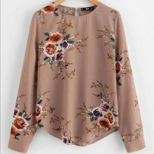 Shein Floral Long Sleeve with Keyhole button back
